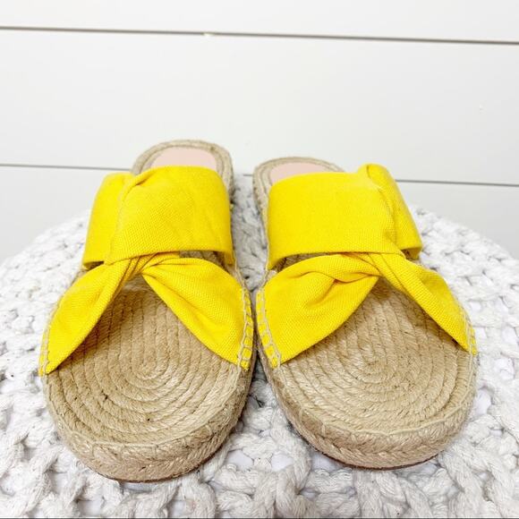 J.Crew Canvas Twisted Knot Espadrille Slip On Sandals Yellow Size 8M - Picture 3 of 6